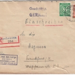 All.Bes. - Immenhausen (Kr. Hofgeismar) 1946, Einschreibebrief n. Frankfurt a.M.