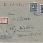 All.Bes. - Niedenstein ü. Kassel 7, Poststelle I, Einschreibebrief n. Augsburg