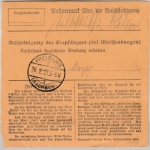 DR-Infla - 2+2 1/2 M. By-Abschied/DR, Paketkarte Gerolsbach - Freiberg 1921