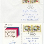 Berlin - Wofa 1974, je Mehrfachfrankatur, 4 Briefe/Briefdrucksache/Karte 1991
