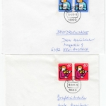 Berlin - Jugend 1974, je Mehrfachfrankatur, 4 Briefe/Briefdrucksache/Karte 1991