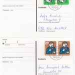 Berlin - Jugend 1974, je Mehrfachfrankatur, 4 Briefe/Briefdrucksache/Karte 1991