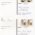Berlin - Jugend 1973, je Mehrfachfrankatur, 4 Briefe/Briefdrucksache/Karte 1991