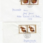 Berlin - Weihnachten 1989, je Mehrfachfrankatur, 2 Drucksachen 1991