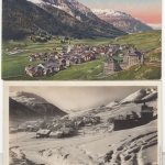 Schweiz - Zouz, 2 alte Ansichtskarten Sommer/Winter, gelaufen 1927/28
