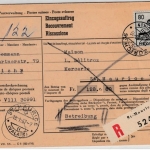 Schweiz - 80 Rp. Hist. Darst., R-Einzugsauftrag Zürich - St. Maurice 1957