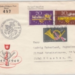 Schweiz - 100 J. Eidgen. Post Schmuck-Einschreibebrief + SST Bern - München 1949
