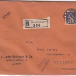 Schweiz - 70 Rp. sitz. Helvetia, Einschreibebrief Zürich 2 Seidengasse 1928 n.