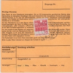 BRD - 3x60 Pfg. Bauwerke I, Paketkarte Gern - Wittenberg/DDR 1967