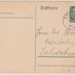DR - Staltach 1934, K2 Reserve-Stempel a. 6 Pfg. GA-Karte n. Schwabmünchen