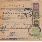 DR - 100 Pfg. Korbdeckel u.a., Paketkarte n. JUGOSLAWIEN, Solingen - Skofia Loka