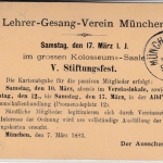 Bayern - 3 Pfg. Wappen GA-Karte/Ortskarte priv.Zudruck Lehrer-Gesang-Verein 1883