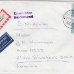 BRD - 2x280 Pfg. B&S, Lupo-Einschreibebrief n. NAMIBIA, Altena - Windhoek 1991
