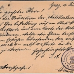 DR/Österreich - Graz Stadt 1896, österr. K1 a. 5 Pfg. GA-Karte/A-Teil n. Sayda