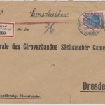DR - 2x2 M. Germania, Einschreibebrief Dörnthal - Dresden 1922