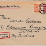 All.Bes. - 60+24 Pfg. Ziffer, Einschreibebrief Löbau - Bohmte 1946