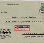 All.Bes. - 84 Pfg. Ziffer, Einschreibebrief Crinmmitschau - Dresden 1946