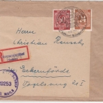 All.Bes. - 60+24 Pfg. Ziffer, Zensur-Einschreibebrief Oberwiesenthal 1946 n.