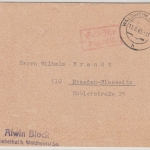 All.Bes. - Waldheim (Sachs) 11.8.45, Gebühr bezahlt, Ra2 a. Karte n. Dresden