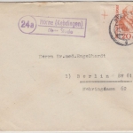 BRD - 20 Pfg. Wofa'55, Randstck. m. Passerkreuz, Brief Hörne ü. Stade 1956 n.