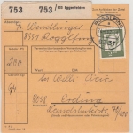 BRD - 2 M. Bed. Deutsche, Paketkarte Roggelfing/Eggenfelden n. Erding 1967