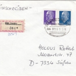 DDR - Dresden - Görlitz Bahnpost Zug 3815, Einschreibebrief Dresden - Süßen 1988