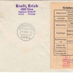 DDR - 50 Pfg. SbPA + 20 Pfg. Turnierangeln Einschreibebrief Gera - Stollham 1970