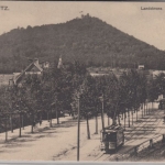 Sachsen - Görlitz, Landskrone m. Straßenbahn, sw-AK gelaufen 1915