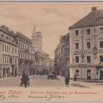 Sachsen - Zittau Cafe Reichspost/Straßenansicht, sw-AK gelaufen 1900