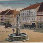 Sachsen - Bischofswerda Marktplatz, Hotel Goldene Sonne, farb. AK gelaufen 1916