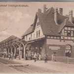 Sachsen - Dobrilugk-Kirchhain Bahnhof, sw-AK gelaufen KOS Kolkwitz 1915