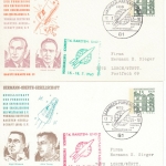 Berlin - Garmisch 1965, Raumfahrttagung, 4 versch. Bausteinkarten/Privat-GA