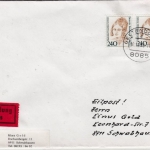 Berlin - 2x240 Pfg. Frauen, Eilbrief Geltendorf - Schwabhausen 1988