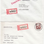 BRD - Böblingen 1-2-3-4, 4 versch. Postämter/4 Einschreibebriefe ex 1973/81