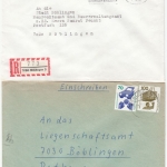 BRD - Böblingen 1-2-3-4, 4 versch. Postämter/4 Einschreibebriefe ex 1973/81