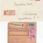 Bizone - Tauberbischofsheim, Paketkarte + Einschreibebrief 1949/51