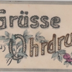 Thüringen - Ohrdruf, farb. Grusskarte m. Glitzerpulver, gelaufen/Feldpost 1918