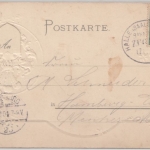 Thüringen - Kyffhäuser (Denkmal), farb. Passepartout-Prägekarte gelaufen 1901