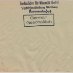 All.Bes. - Nürnberg 15.12.45, 12 Pfg. AFS "Zentralbüro für Mineralöl", Brief