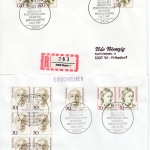 BRD - Frauen d. dt. Geschichte, Ausgaben 1986-1992 a. 15 Ersttagsbriefen