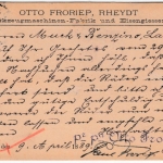 DR - Rheydt (BZ Düsseldorf) 1889, K1 (Sonderform) a. Firmenkarte n. Landstuhl