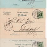 DR - Saarbrücken 1891/96 5 Firmen-Postkarten/Eisenwaren Reinshagen n. Landstuhl