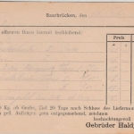 DR - St. Johann (Saar) Firmendrucksache (Kohlen Haldy) n. Landstuhl
