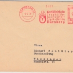 DR - Nürnberg 28, 1939 3 Pfg. AFS "Ulrich Kunstanstalt", Drucksache n. Wiesbaden