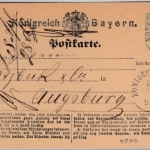 Bayern - Königshofen i. Grbf. (1874), K1 a. 2 Kr. GA-Karte n. Augsburg