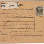 Bayern - Aubstadt 1919, Soldaten-Paketkarte n. Bad Kissingen