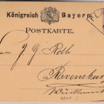 Bayern - Fladungen 13/6 (1881), HKS a. 5 Pfg. GA-Karte n. Ravensburg