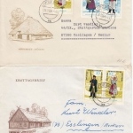 DDR - Volkstrachten I, Zusammendrucke a. 3 Schmickbriefen Leipzig 1964/5 n.