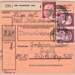 BRD - Nanz-Willershausen 1975, Paketkarte n. Fürth, Paketzettel Gladenbach Land