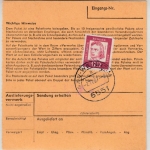 BRD - Gau-Weinheim 1967, Paketkarte/Poststelle I, Paketzettel Bad Kreuznach Land
